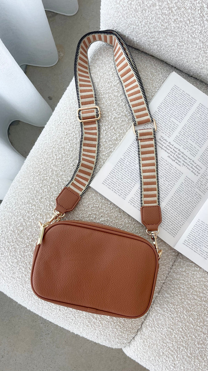 Bella Tan Stripe Strap Camera Bag