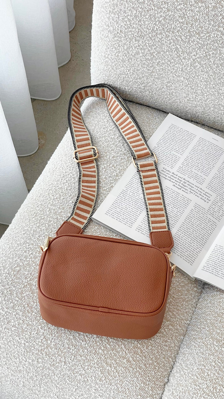Bella Tan Stripe Strap Camera Bag