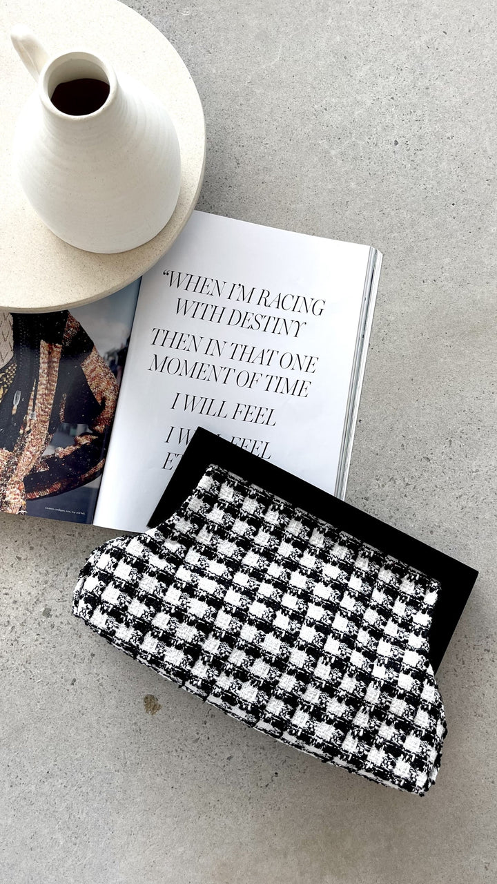 Clutch de Madeira Boucle Zoey - Preto e Branco
