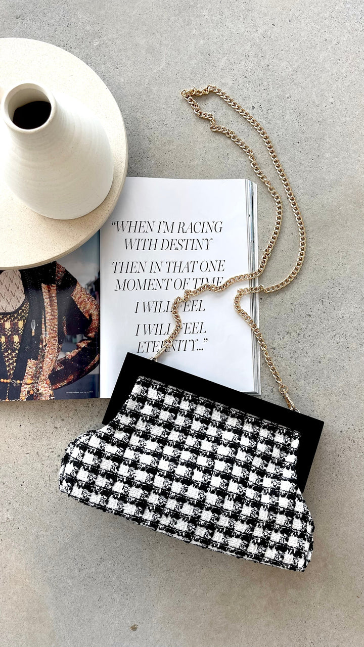 Clutch de Madeira Boucle Zoey - Preto e Branco