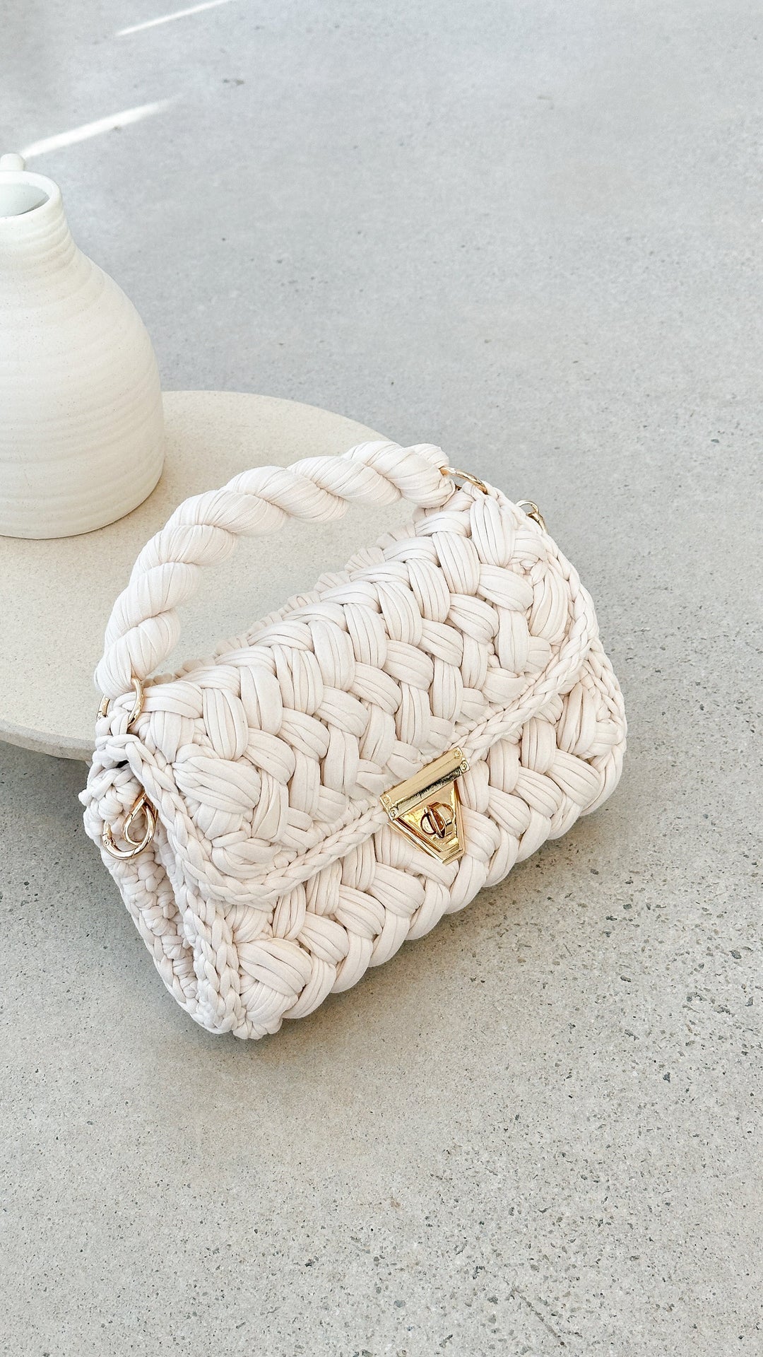 Bolsa de Mão Annabel Chunky Trançada - Off White