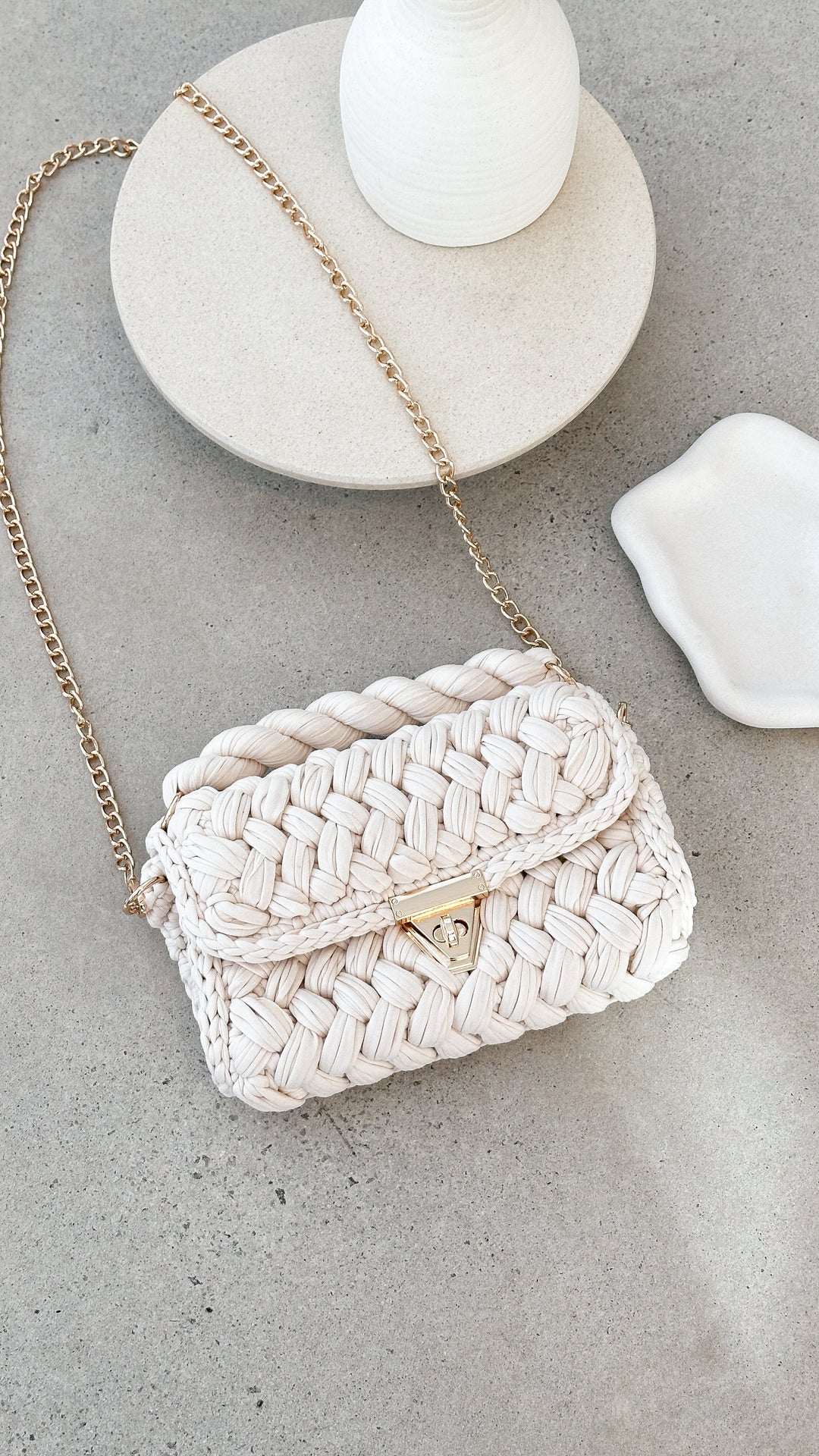 Bolsa de Mão Annabel Chunky Trançada - Off White