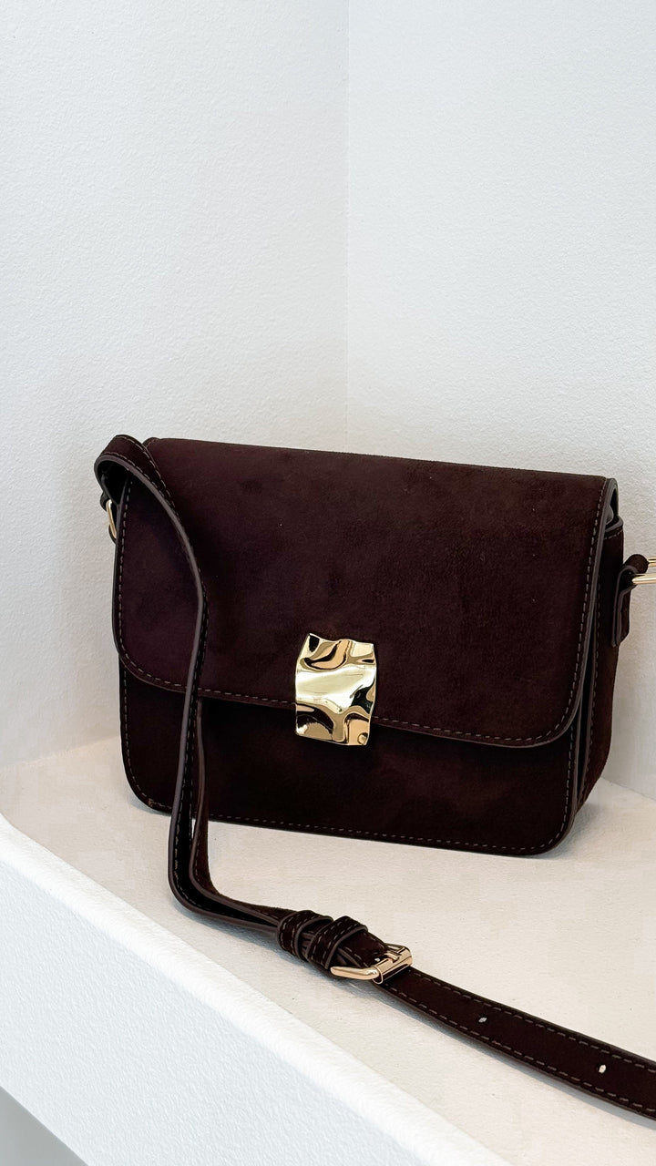 Chelsea Chocolate Suede Shoulder Bag