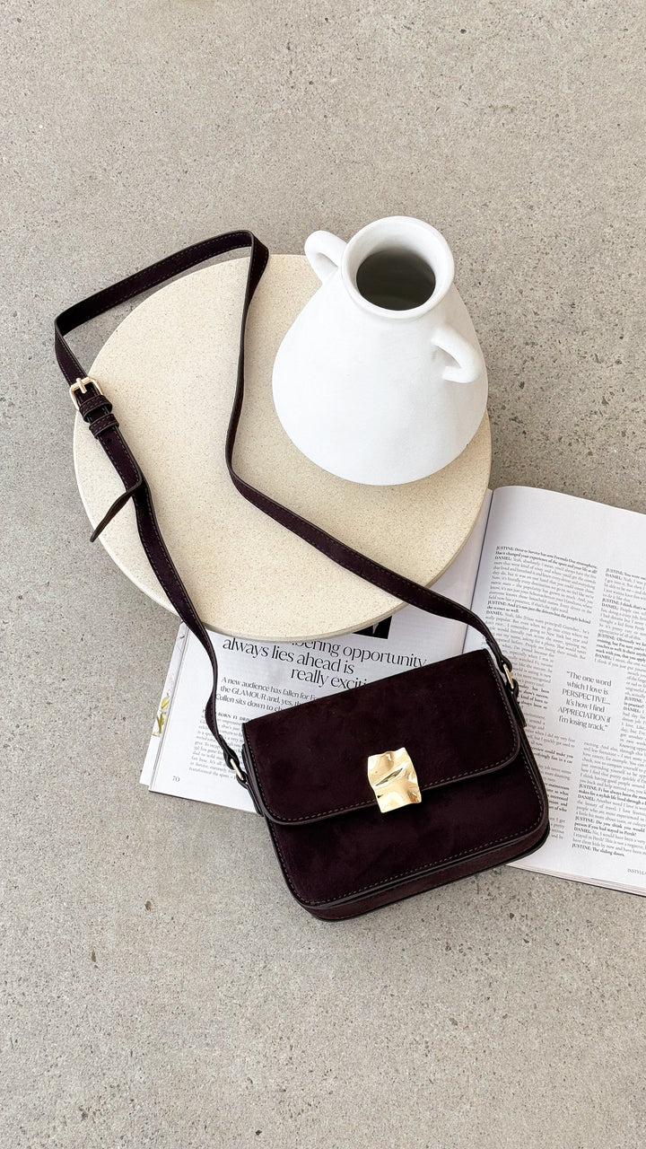 Chelsea Chocolate Suede Shoulder Bag