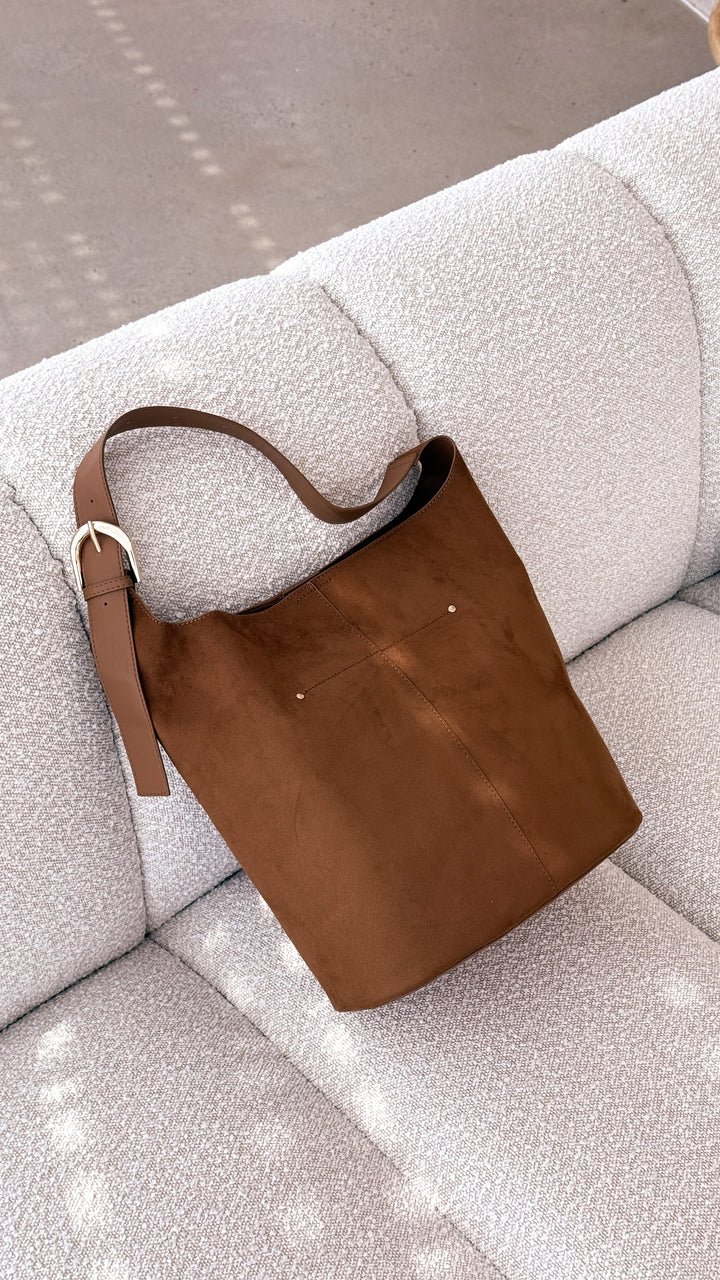 Cali Suede Beige Shoulder Bag