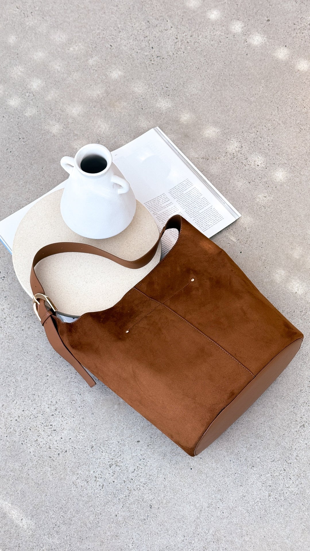 Cali Suede Beige Shoulder Bag