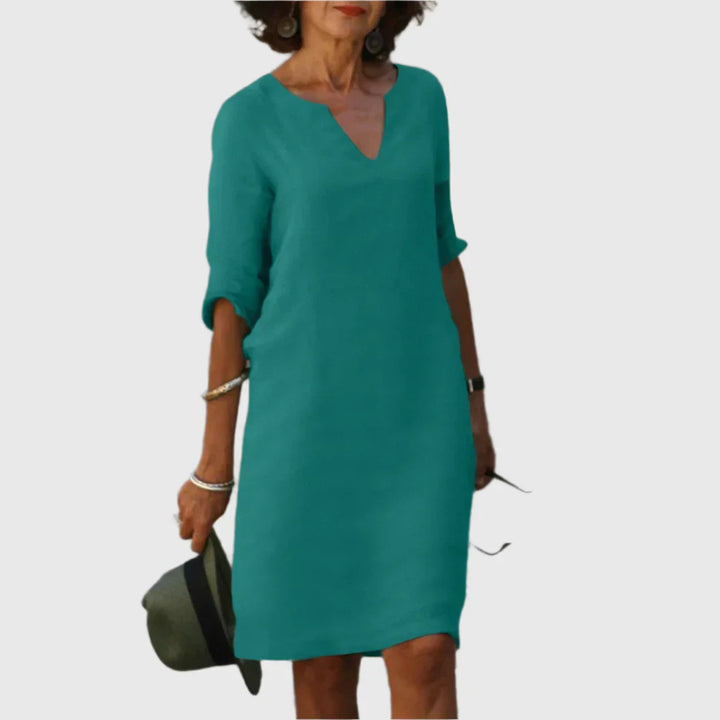 Deborah - Mini dress with V neckline and 3/4 sleeves