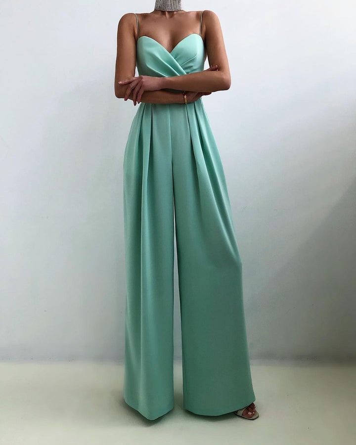 Imani - Elegant Spaghetti Strap Wide-Leg Jumpsuit