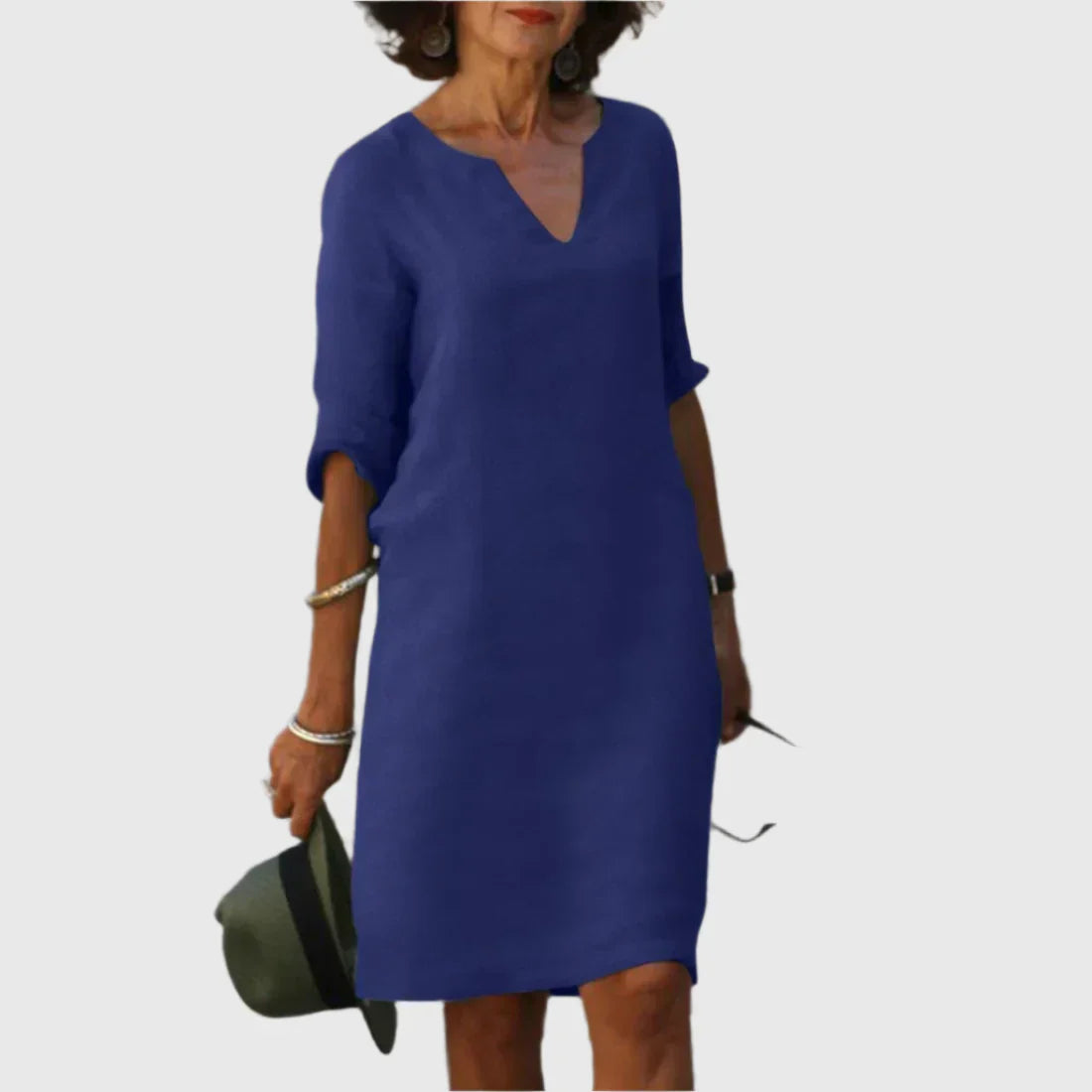 Deborah - Mini dress with V neckline and 3/4 sleeves