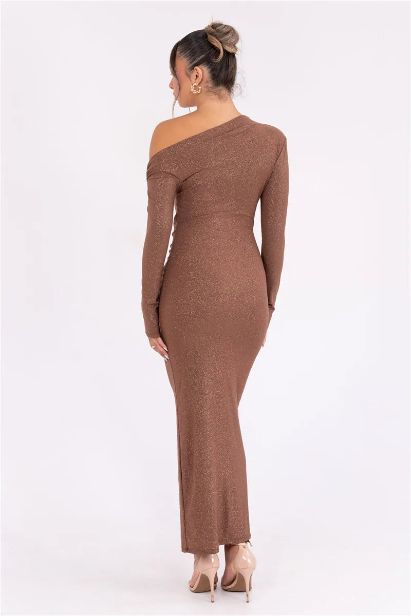 Alina | Glittering Black Maxi Dress