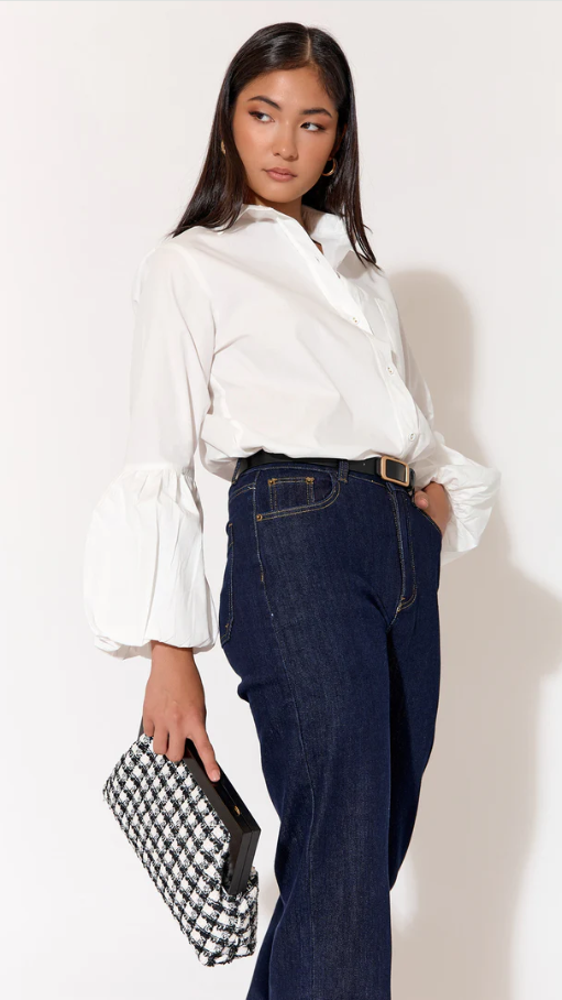 Clutch de Madeira Boucle Zoey - Preto e Branco