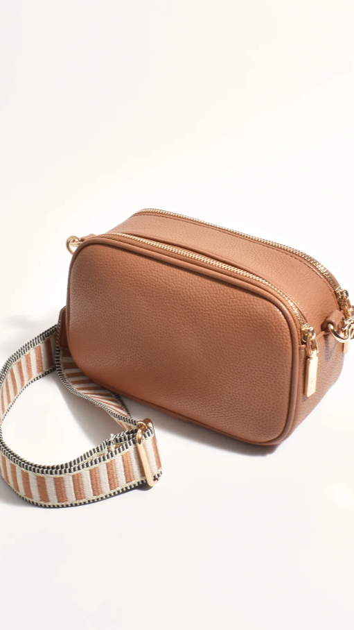 Bella Tan Stripe Strap Camera Bag