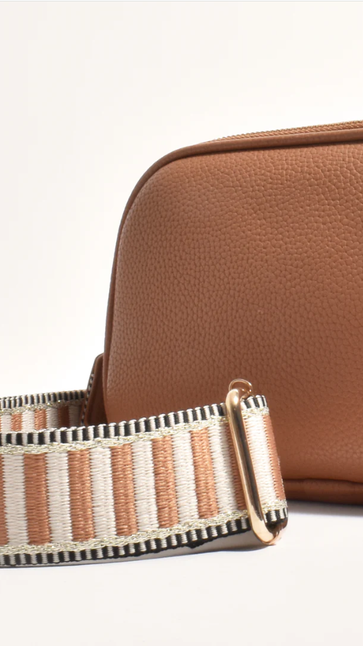 Bella Tan Stripe Strap Camera Bag