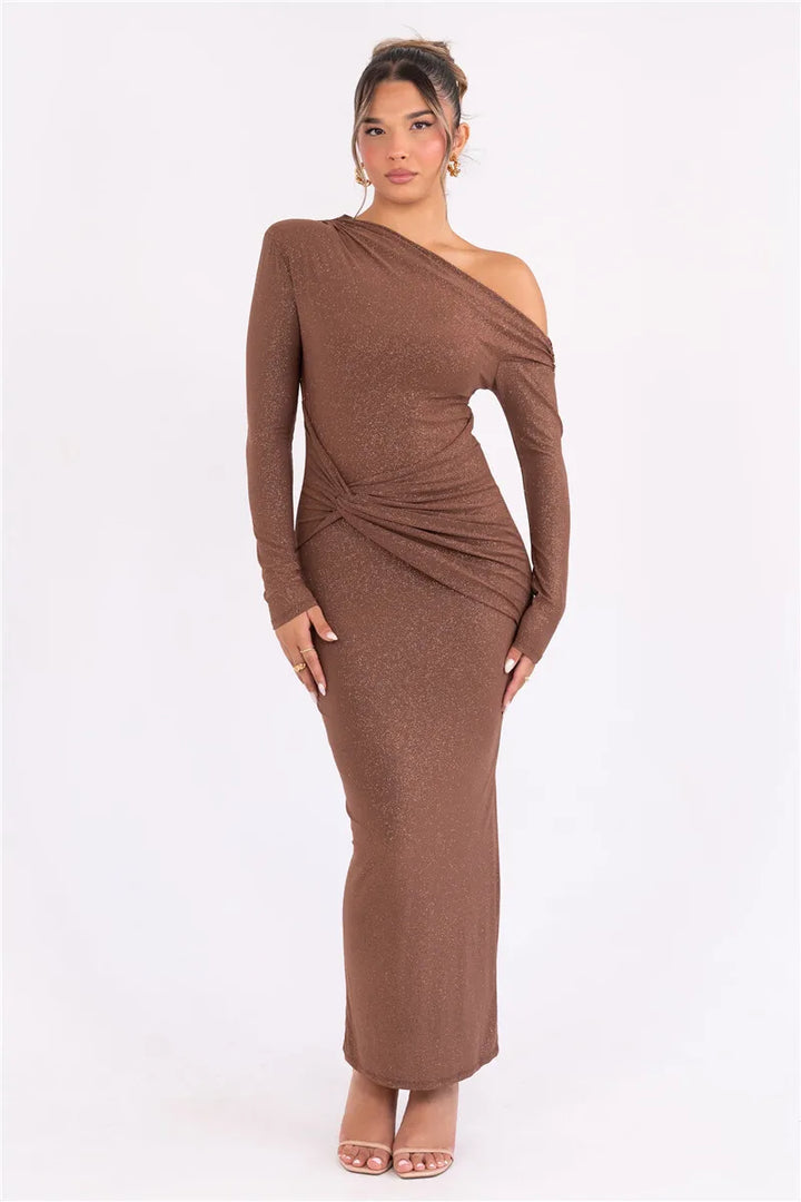 Alina | Glittering Black Maxi Dress