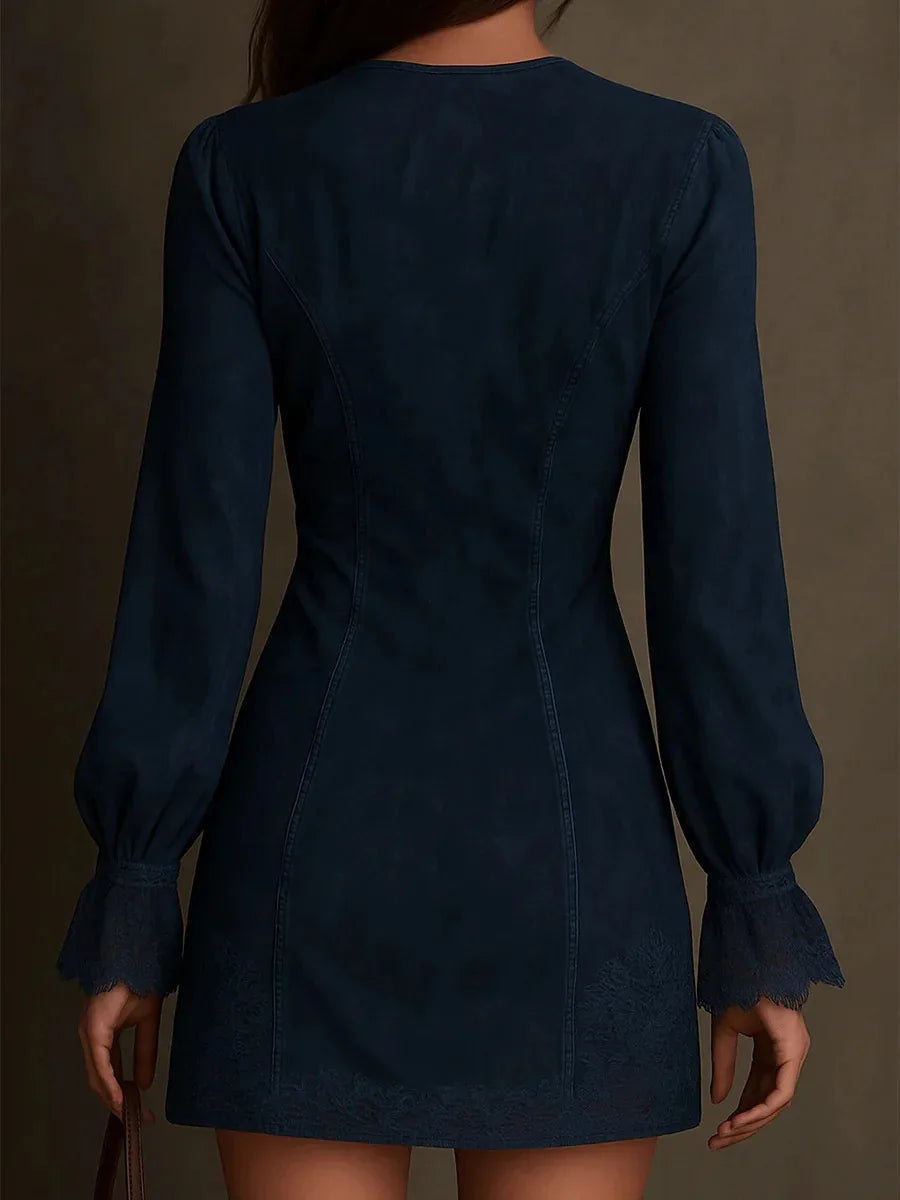 Laura | Short Suede Lace Sophisticated Dress