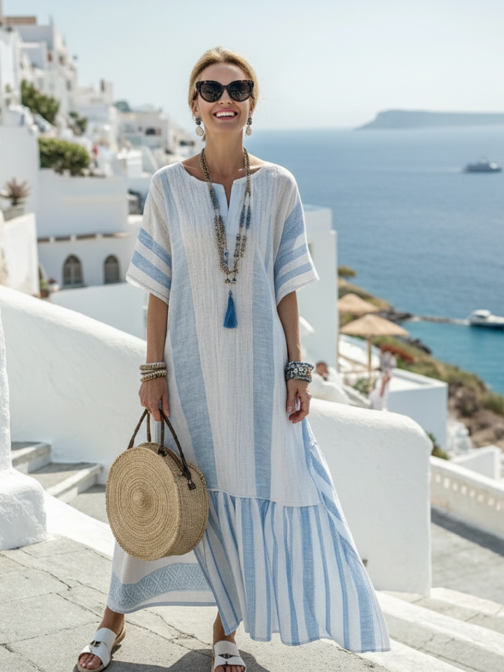 Ione - Vestido Maxi Listrado de Verão