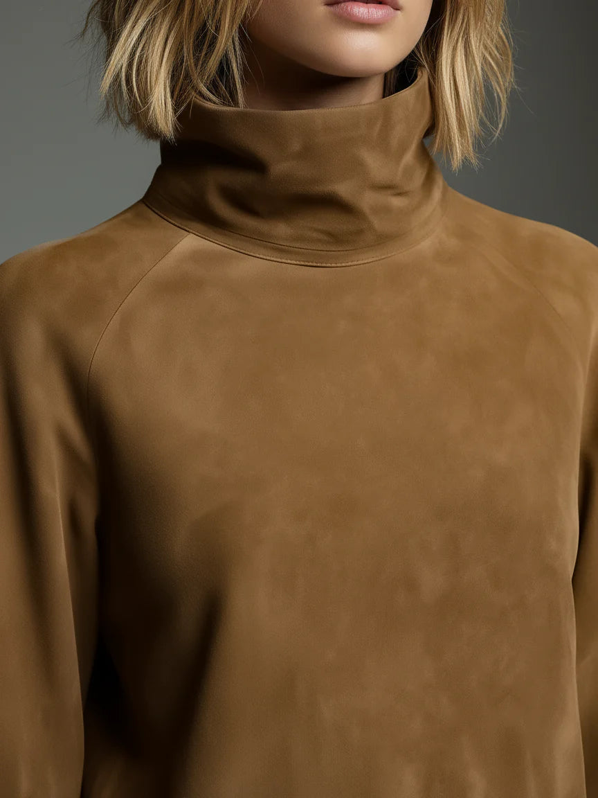 Valeria | Oversized Suede Mini Dress with High Neck