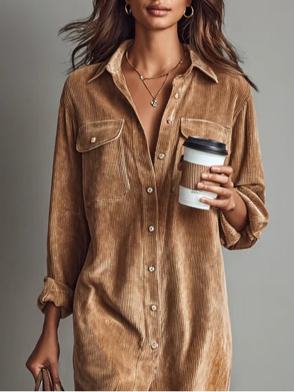 Madona | Loose Fit Corduroy Midi Dress