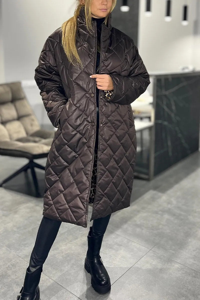 Joanna | Reversible Coat with Leopard Lining