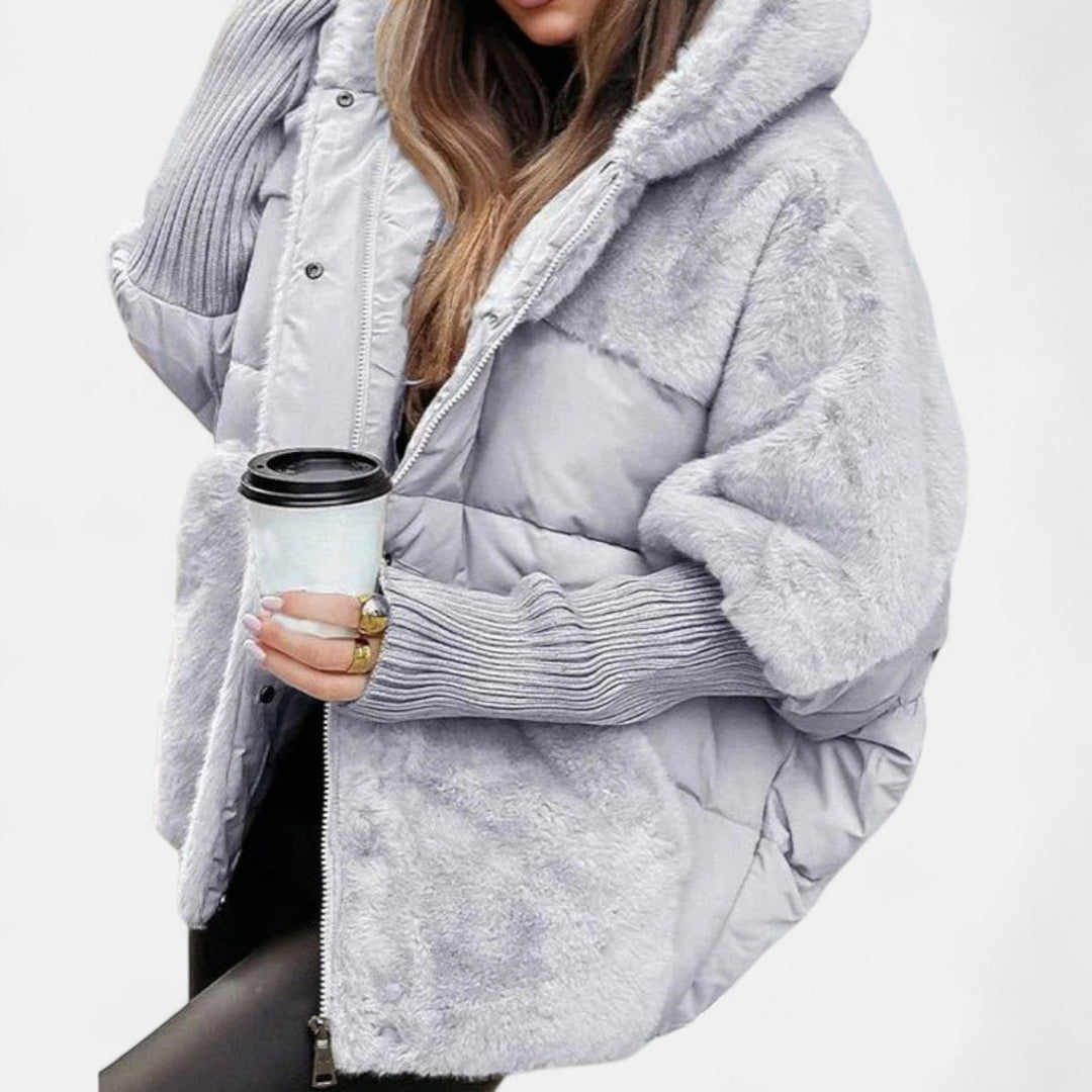 Penelope | Oversized Hooded Patchwork Puffer Jacket