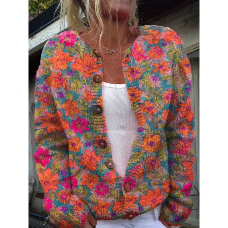 Sam | Art Print Buttoned Cardigan